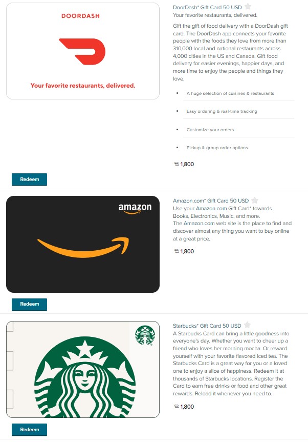 Customer marketing example about gifts and rewards